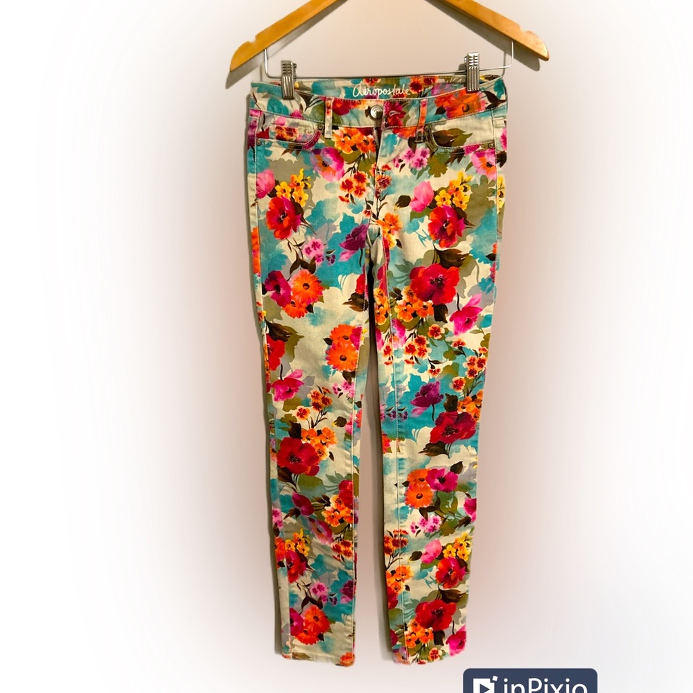 NWOT AEROPOSTALE Ashley Ultra Skinny Floral Cotton Blend Women's Jeans SZ 00REG
